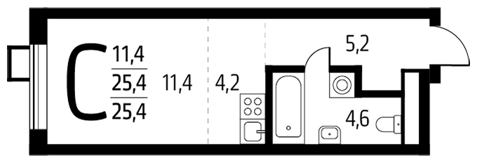 1-комнатная квартира в ЖК Новый Зеленоград на 14 этаже в 2 секции. Сдача в 1 кв. 2023 г.