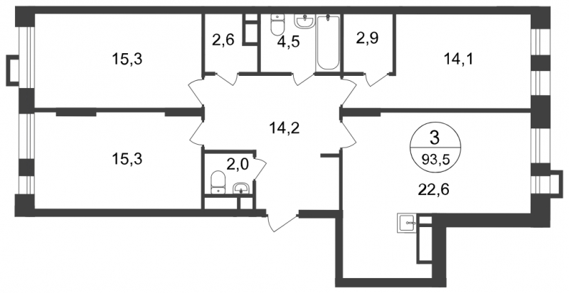 2-комнатная квартира с отделкой в ЖК Мещерский лес на 15 этаже в 1 секции. Сдача в 2 кв. 2023 г.
