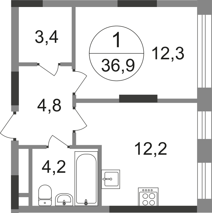1-комнатная квартира с отделкой в ЖК Мещерский лес на 16 этаже в 1 секции. Сдача в 2 кв. 2023 г.