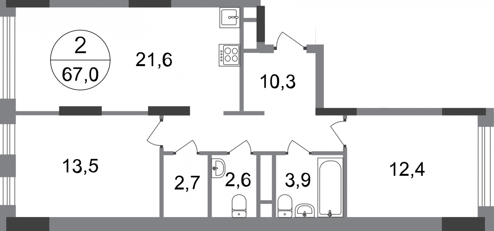 1-комнатная квартира в ЖК город-парк Переделкино Ближнее на 12 этаже в 2 секции. Сдача в 1 кв. 2025 г.