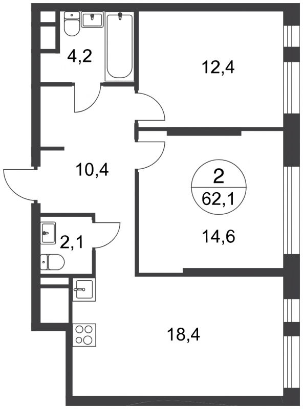1-комнатная квартира в ЖК Город Счастья на 17 этаже в 1 секции. Сдача в 2 кв. 2019 г.