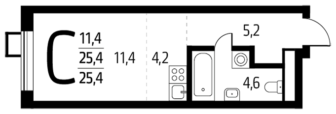 2-комнатная квартира с отделкой в ЖК Новые Ватутинки. Центральный на 13 этаже в 4 секции. Сдача в 1 кв. 2024 г.