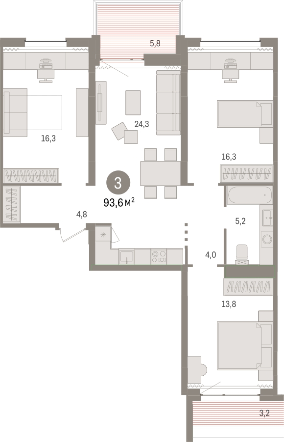 2-комнатная квартира в ЖК Ривер парк на 3 этаже в 2 секции. Дом сдан.