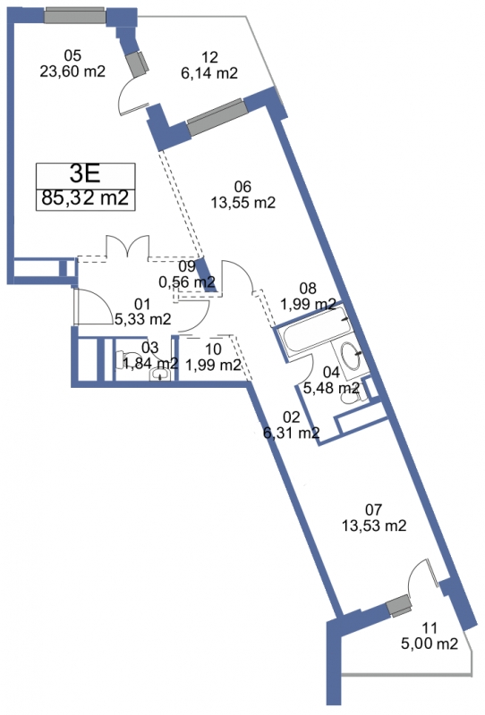 2-комнатная квартира с отделкой в ЖК Баркли Медовая Долина на 1 этаже в 4 секции. Сдача в 2 кв. 2021 г.
