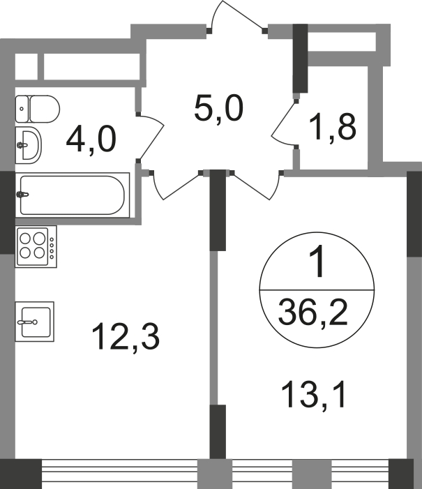 2-комнатная квартира в ЖК Кварталы 21/19 на 20 этаже в 1 секции. Сдача в 4 кв. 2023 г.