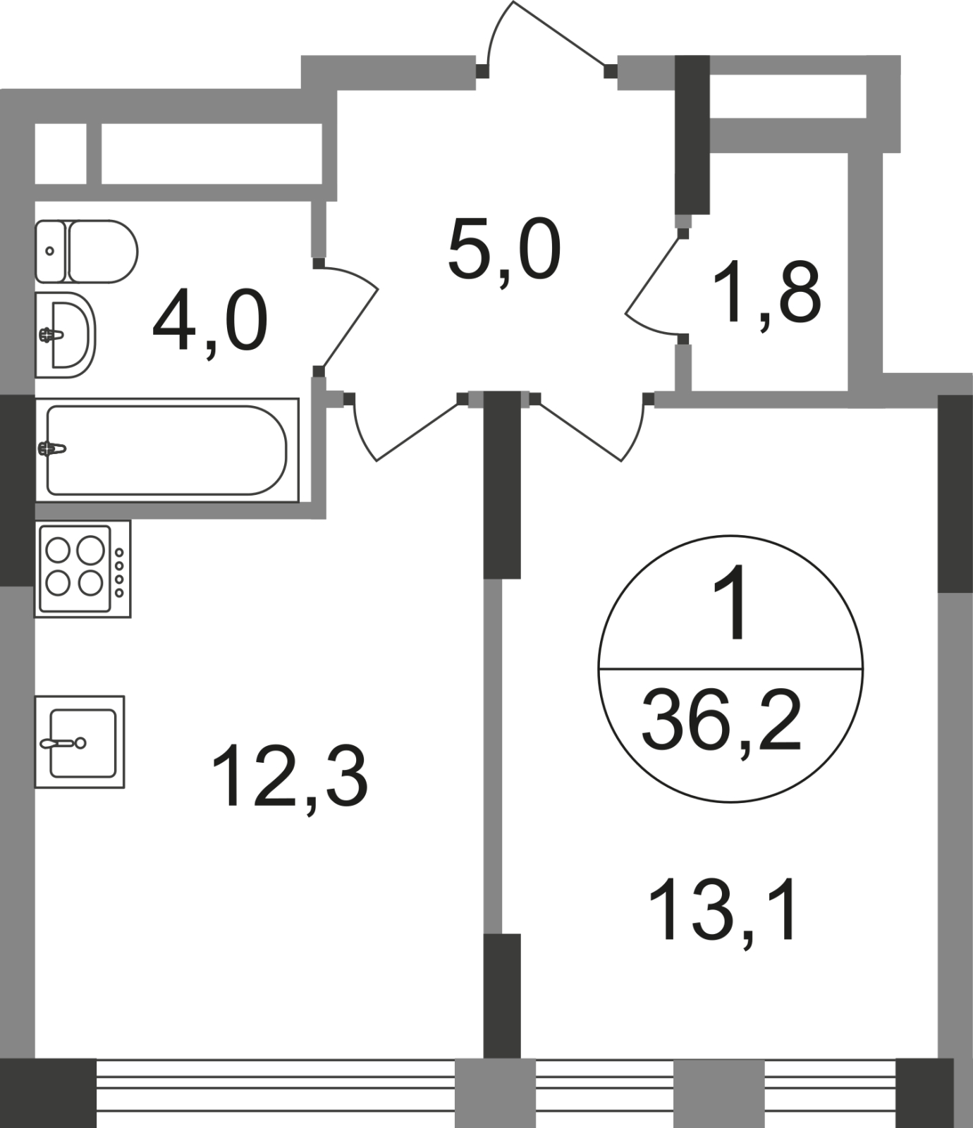 3-комнатная квартира в ЖК Кварталы 21/19 на 8 этаже в 1 секции. Сдача в 2 кв. 2023 г.