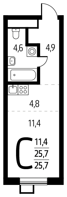 2-комнатная квартира с отделкой в ЖК Новые Ватутинки. Центральный на 14 этаже в 1 секции. Сдача в 1 кв. 2024 г.