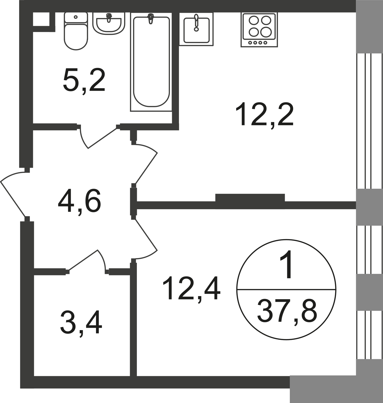 2-комнатная квартира в ЖК Триколор на 50 этаже в 1 секции. Дом сдан.