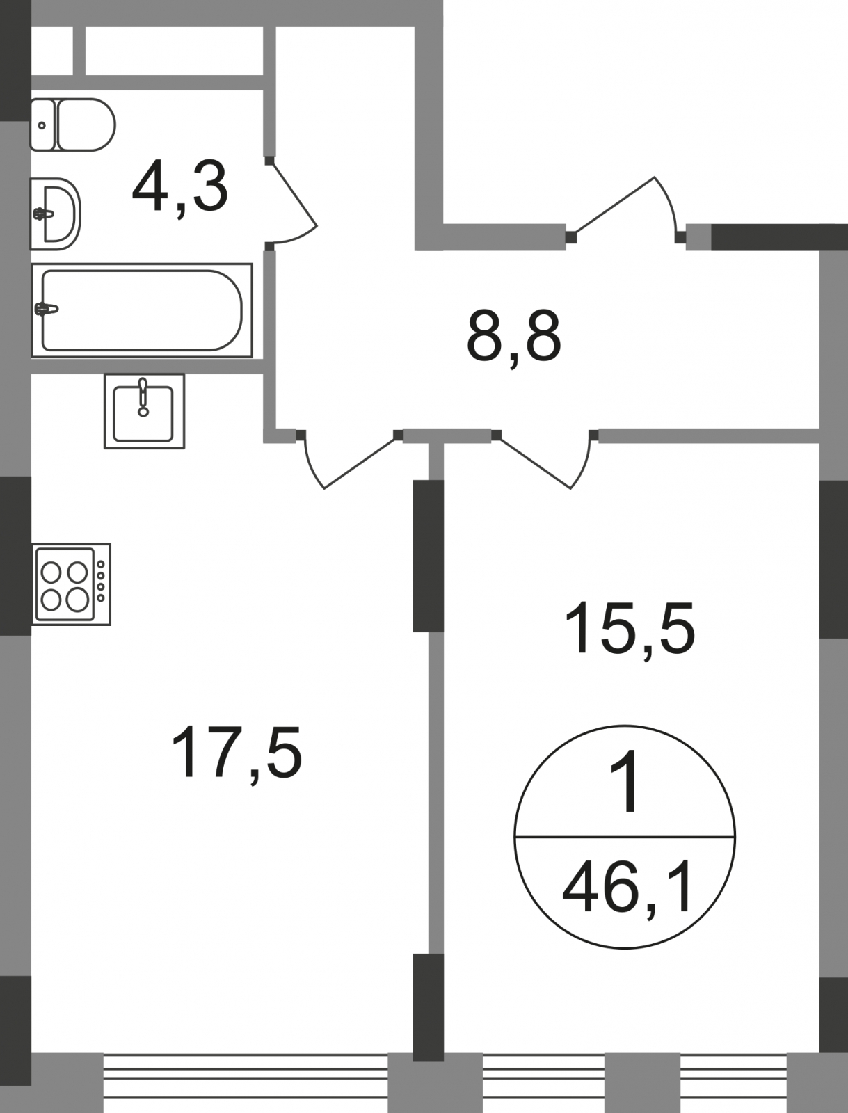 2-комнатная квартира с отделкой в ЖК Загорье на 4 этаже в 1 секции. Дом сдан.