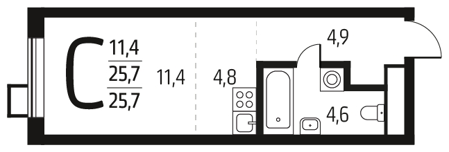 3-комнатная квартира с отделкой в ЖК Новые Ватутинки. Центральный на 12 этаже в 7 секции. Сдача в 1 кв. 2024 г.