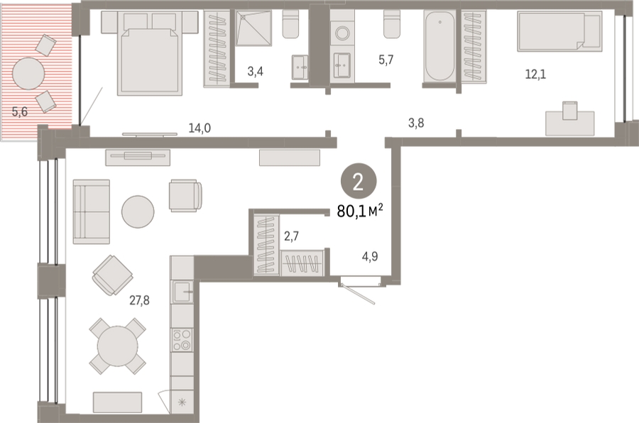 4-комнатная квартира с отделкой в ЖК Новин на 1 этаже в 1 секции. Сдача в 1 кв. 2024 г.