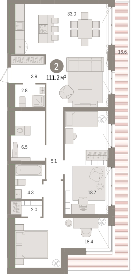 2-комнатная квартира с отделкой в ЖК Новин на 8 этаже в 2 секции. Сдача в 1 кв. 2024 г.