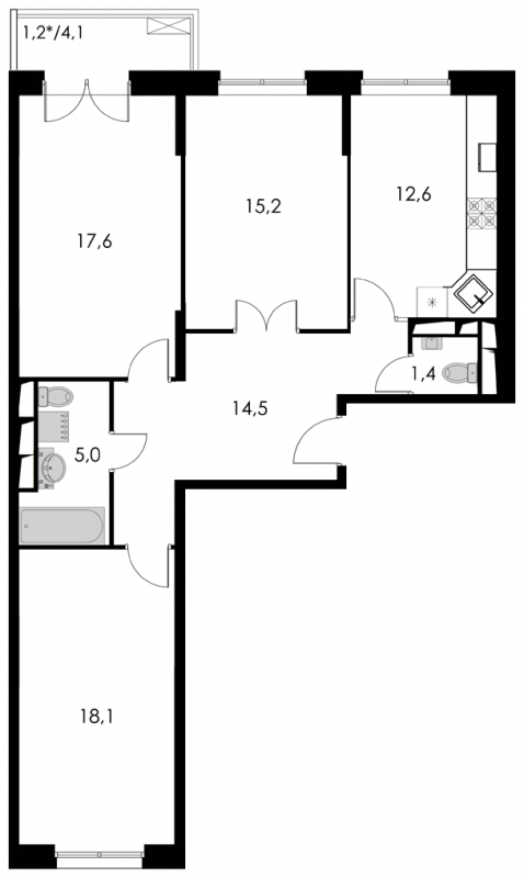 1-комнатная квартира с отделкой в ЖК Новин на 6 этаже в 1 секции. Сдача в 2 кв. 2024 г.