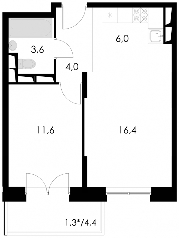 2-комнатная квартира в ЖК Триколор на 28 этаже в 1 секции. Дом сдан.