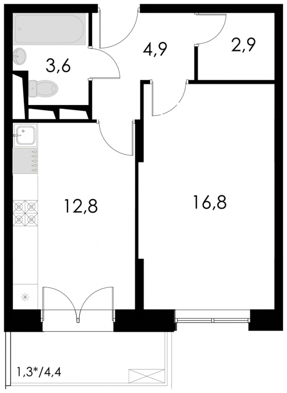 2-комнатная квартира в ЖК Триколор на 56 этаже в 1 секции. Дом сдан.