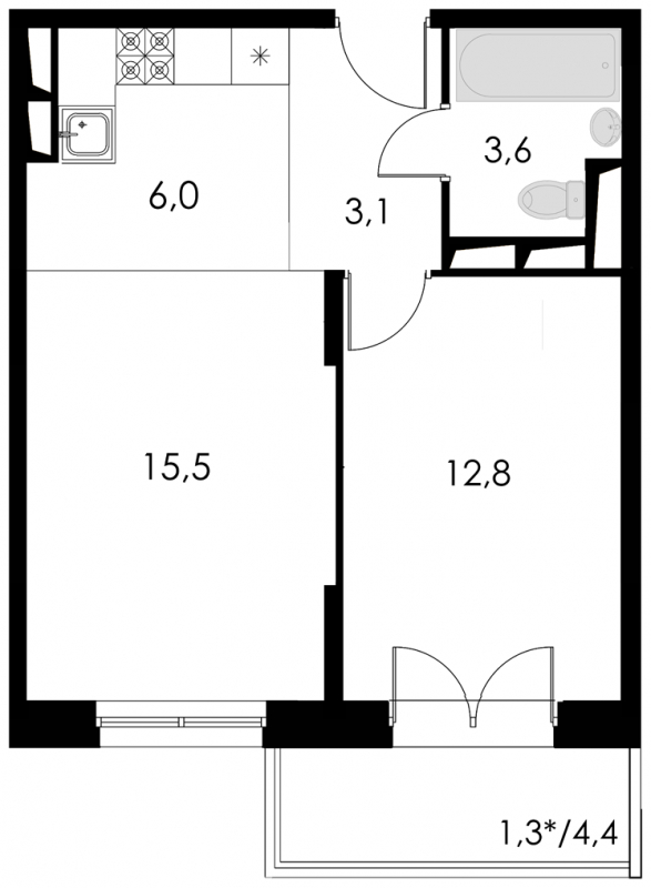 2-комнатная квартира в ЖК Триколор на 31 этаже в 1 секции. Дом сдан.