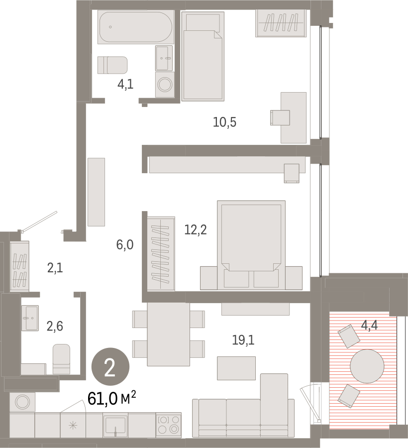 2-комнатная квартира с отделкой в ЖК Новин на 8 этаже в 6 секции. Сдача в 2 кв. 2024 г.