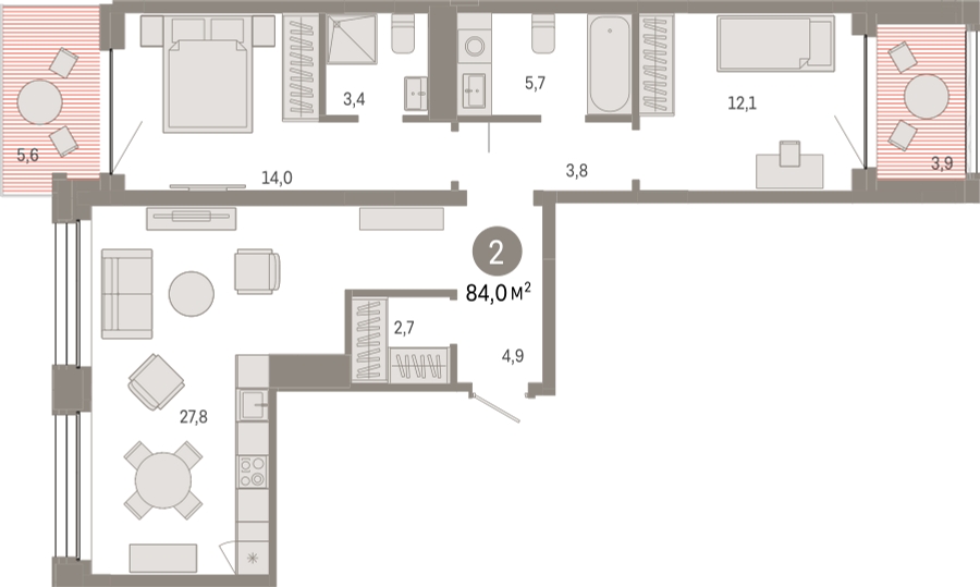 2-комнатная квартира с отделкой в ЖК Новин на 15 этаже в 5 секции. Сдача в 2 кв. 2024 г.