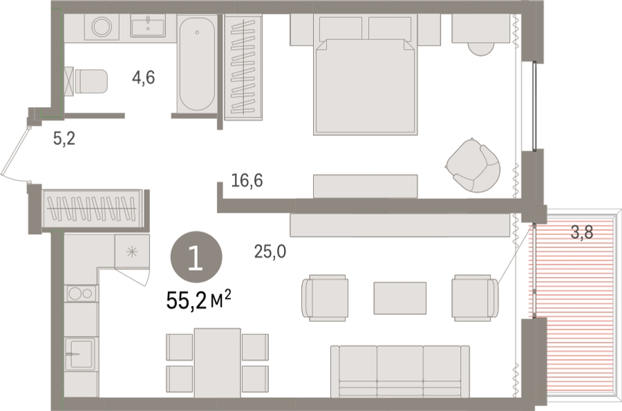 2-комнатная квартира в ЖК Котельнические высотки на 15 этаже в 3 секции. Сдача в 1 кв. 2019 г.