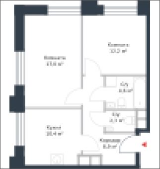 1-комнатная квартира с отделкой в ЖК Новин на 9 этаже в 6 секции. Сдача в 1 кв. 2024 г.