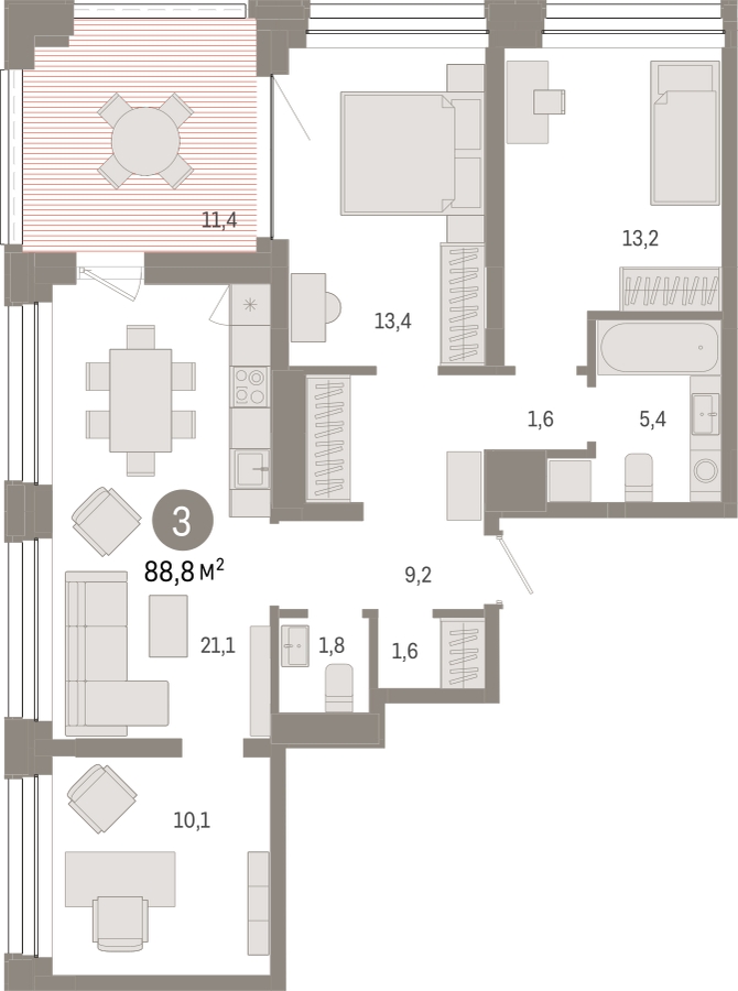1-комнатная квартира (Студия) в ЖК город-парк Переделкино Ближнее на 4 этаже в 2 секции. Сдача в 1 кв. 2025 г.