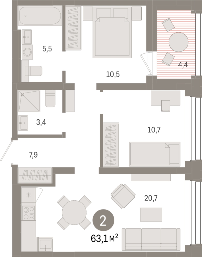 1-комнатная квартира (Студия) в ЖК город-парк Переделкино Ближнее на 6 этаже в 4 секции. Сдача в 1 кв. 2025 г.