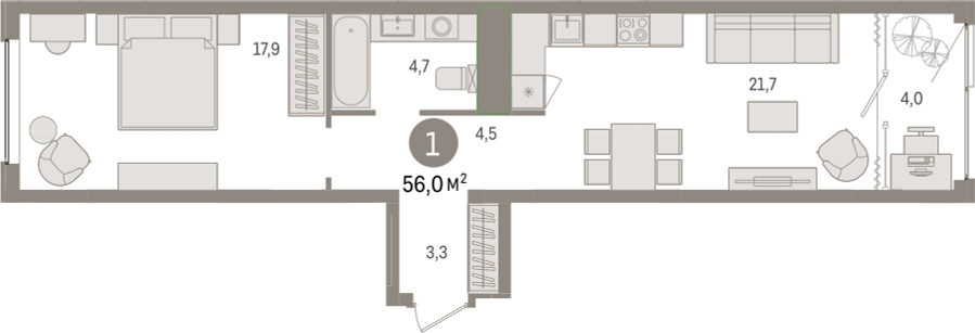 2-комнатная квартира в ЖК город-парк Переделкино Ближнее на 14 этаже в 2 секции. Сдача в 1 кв. 2025 г.