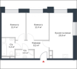 2-комнатная квартира с отделкой в ЖК Европейский квартал на 4 этаже в 5 секции. Сдача в 4 кв. 2025 г.