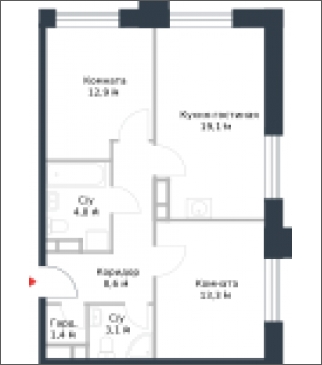 2-комнатная квартира в ЖК Котельнические высотки на 3 этаже в 1 секции. Дом сдан.