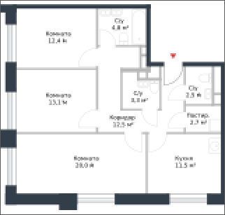 1-комнатная квартира (Студия) с отделкой в ЖК Европейский квартал на 4 этаже в 5 секции. Сдача в 4 кв. 2025 г.