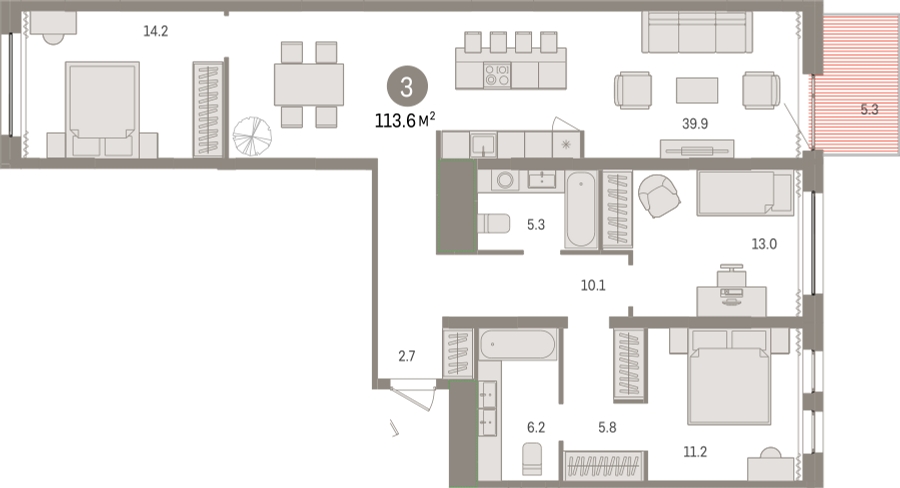 4-комнатная квартира с отделкой в ЖК город-парк Переделкино Ближнее на 16 этаже в 1 секции. Сдача в 3 кв. 2025 г.