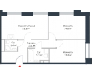 3-комнатная квартира в ЖК Котельнические высотки на 14 этаже в 5 секции. Сдача в 1 кв. 2019 г.