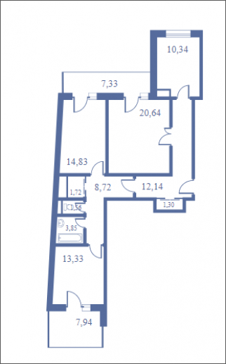 3-комнатная квартира с отделкой в ЖК Маяк на 36 этаже в 3 секции. Сдача в 2 кв. 2019 г.