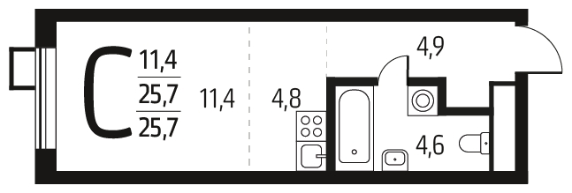 3-комнатная квартира с отделкой в ЖК Новые Ватутинки. Центральный на 4 этаже в 5 секции. Сдача в 1 кв. 2024 г.