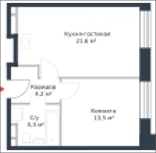 1-комнатная квартира в ЖК Котельнические высотки на 4 этаже в 1 секции. Сдача в 1 кв. 2019 г.