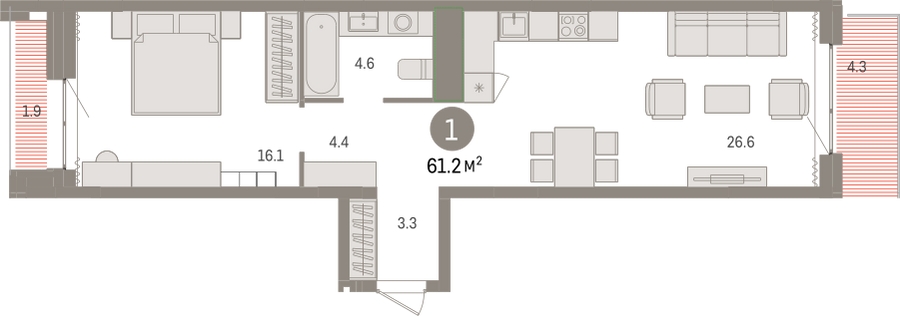 1-комнатная квартира в ЖК Ривер парк на 4 этаже в 1 секции. Дом сдан.
