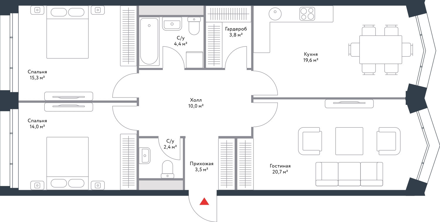 3-комнатная квартира в ЖК Котельнические высотки на 7 этаже в 5 секции. Сдача в 1 кв. 2019 г.
