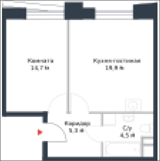 1-комнатная квартира с отделкой в ЖК Кварталы 21/19 на 11 этаже в 1 секции. Сдача в 2 кв. 2023 г.