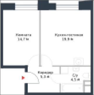 2-комнатная квартира с отделкой в ЖК Кварталы 21/19 на 11 этаже в 1 секции. Сдача в 2 кв. 2023 г.