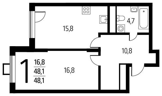 3-комнатная квартира в ЖК Новый Зеленоград на 5 этаже в 2 секции. Сдача в 1 кв. 2023 г.