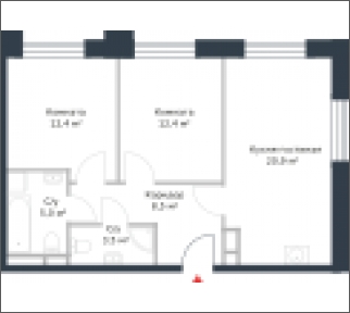 2-комнатная квартира с отделкой в ЖК Кварталы 21/19 на 5 этаже в 1 секции. Сдача в 2 кв. 2023 г.