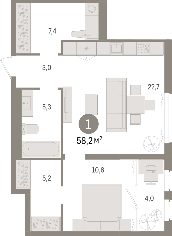 2-комнатная квартира в ЖК Котельнические высотки на 3 этаже в 2 секции. Сдача в 1 кв. 2019 г.