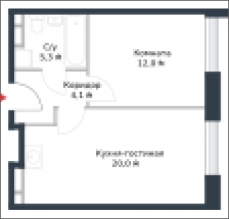 1-комнатная квартира в ЖК Отрада на 2 этаже в 3 секции. Сдача в 2 кв. 2023 г.