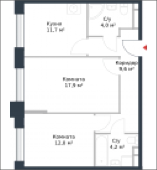 2-комнатная квартира в ЖК Триколор на 28 этаже в 1 секции. Дом сдан.