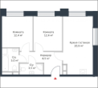 1-комнатная квартира в ЖК Отрада на 12 этаже в 5 секции. Сдача в 2 кв. 2023 г.