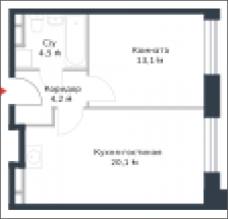 1-комнатная квартира в ЖК Отрада на 7 этаже в 5 секции. Сдача в 2 кв. 2023 г.