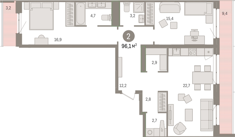 2-комнатная квартира с отделкой в ЖК Европейский квартал на 1 этаже в 8 секции. Сдача в 4 кв. 2025 г.