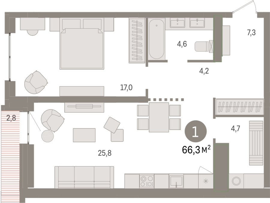 2-комнатная квартира в ЖК Котельнические высотки на 9 этаже в 6 секции. Сдача в 1 кв. 2019 г.