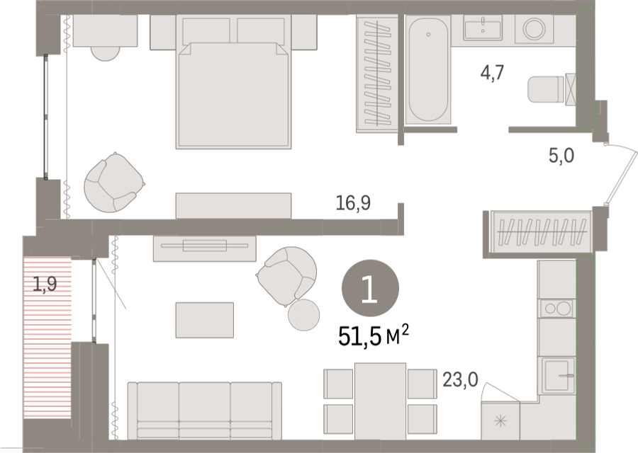 1-комнатная квартира в ЖК Ривер парк на 4 этаже в 2 секции. Дом сдан.