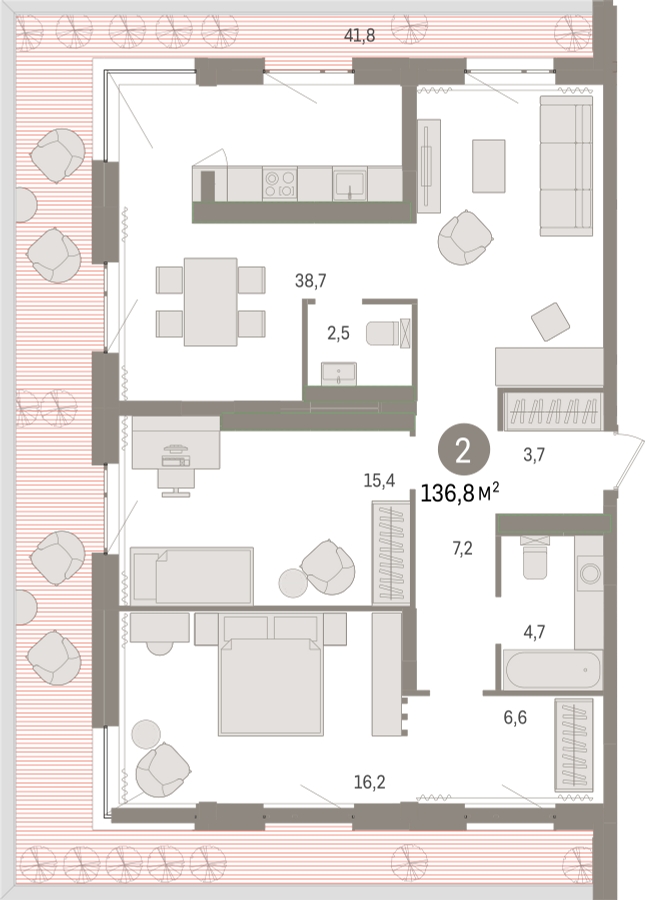 2-комнатная квартира с отделкой в ЖК Новин на 1 этаже в 2 секции. Сдача в 2 кв. 2024 г.